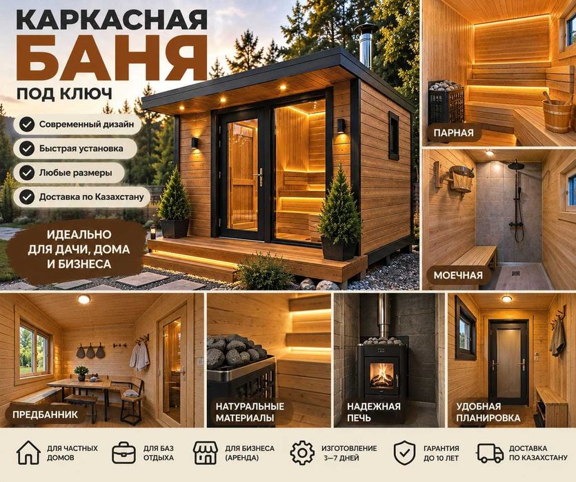 Каркасные бани на заказ — под ключ