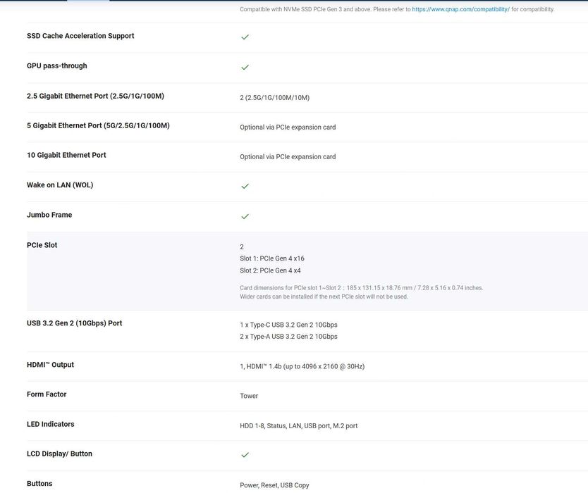 NAS QNAP TVS-h874 Intel Core i5 12400 32G 10Gbps+2.5Gbps 4xNVMe 8xBay