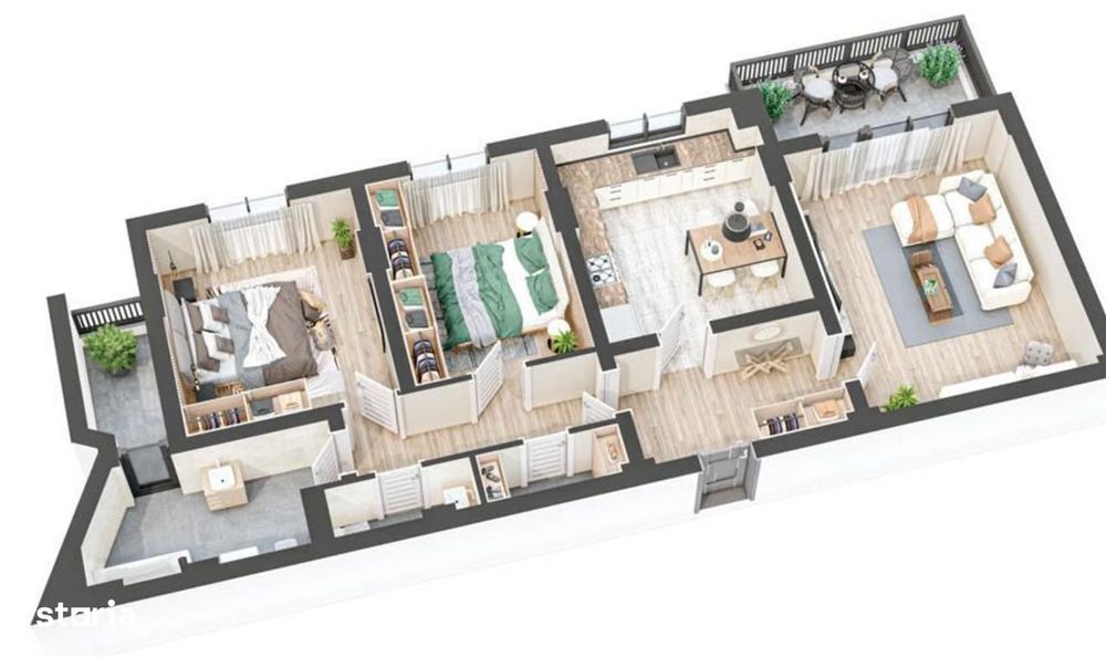 Apartament 3 camere | 83 mp | 2 bai | 2 balcoane | Ciresica