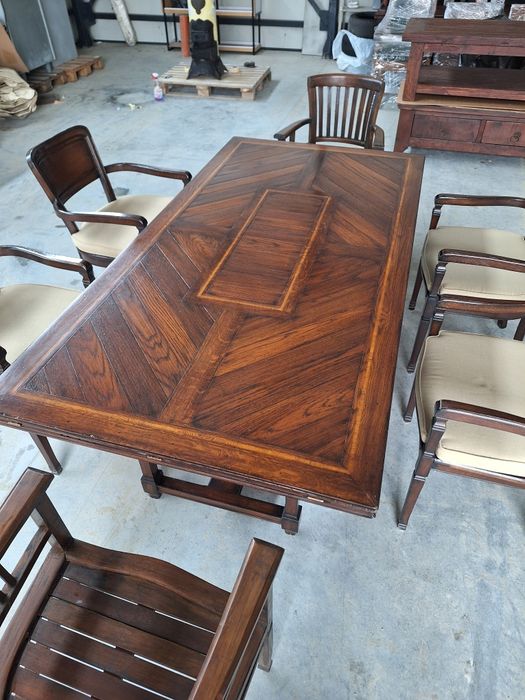 Голяма трапезна Дъбова маса със 6 стола