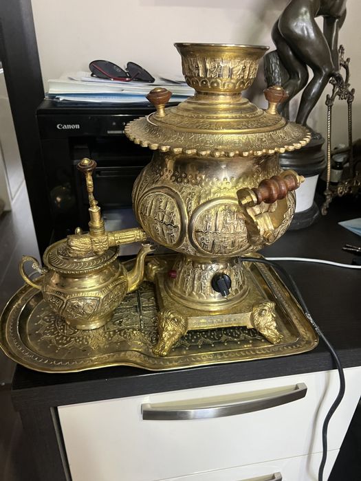 Set pentru ceai turcesc din alama/bronz samovar