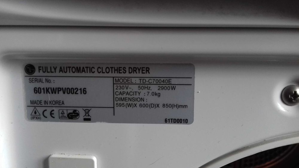 Uscator haine LG -Nou-Cu Pompa de Caldura-Pret redus-Oferta saptamanii