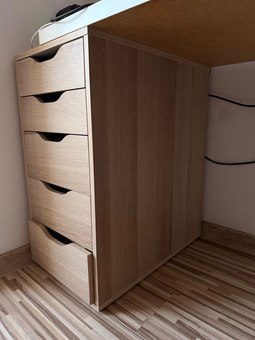 IKEA ALEX – шкаф с 5 чекмеджета, цвят дъб