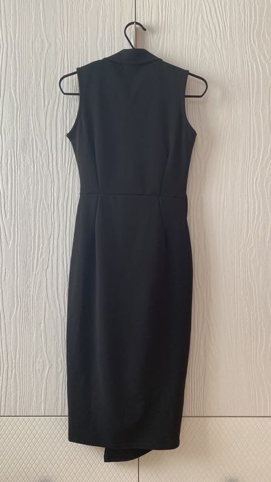 Rochie nouă, cu etichetă BOOHOO, de seară, neagră, midi, curea, 36