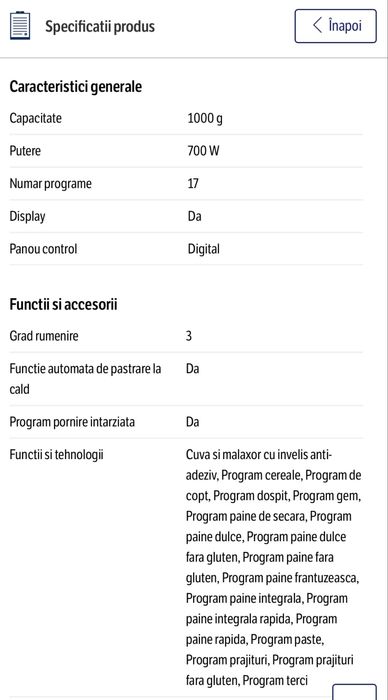 Masina de facut paine Tefal Pain Plaisir