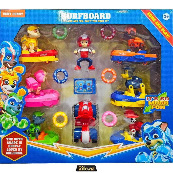 Голям комплект Пес Патрул – 6 кученца с лодки, Райдър и ATV