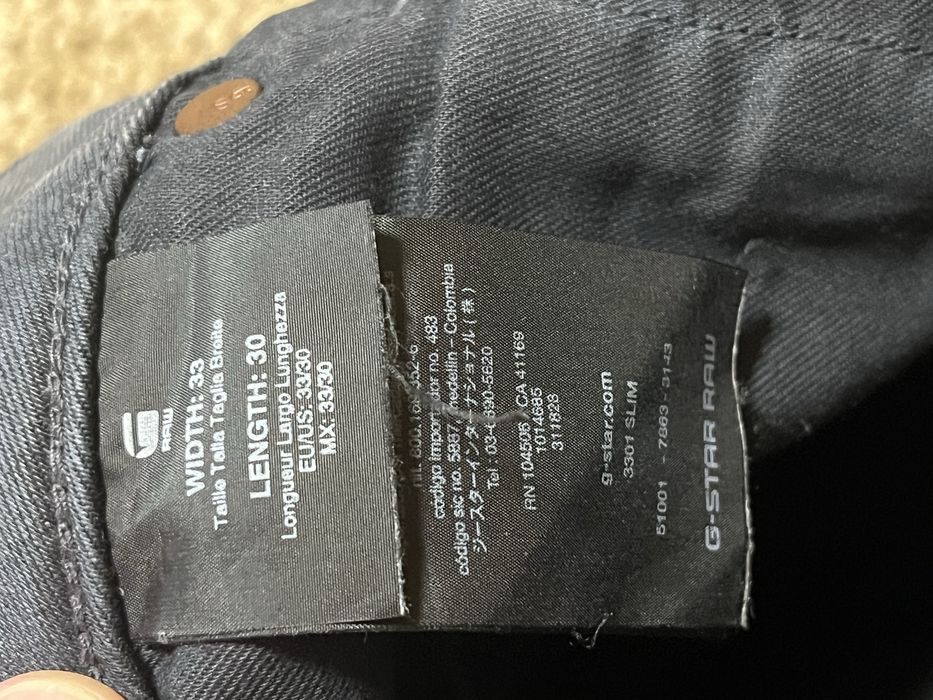 G Star RAW : 3301 Slim 33 размер / Оригинал