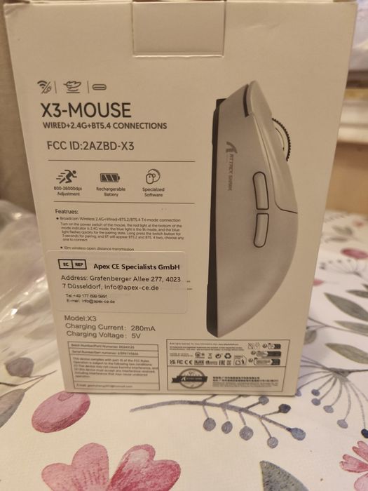 Безжична геймърска мишка ATTACK SHARK X3, Чисто Нова.