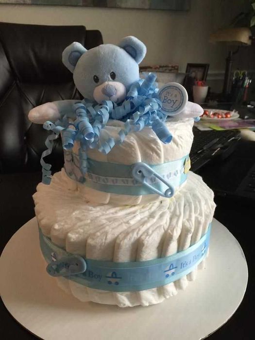 Tort pampers & coș Baby Shower/Botez/Vizita mat