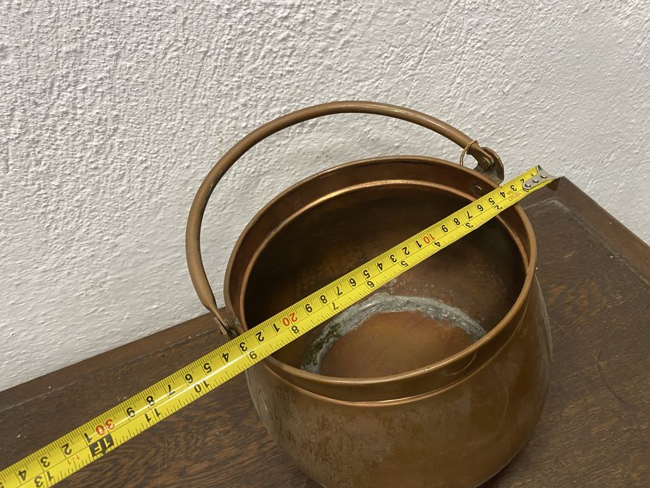 Меден съд котле с дръжка Франция 1940 1960 меден казан