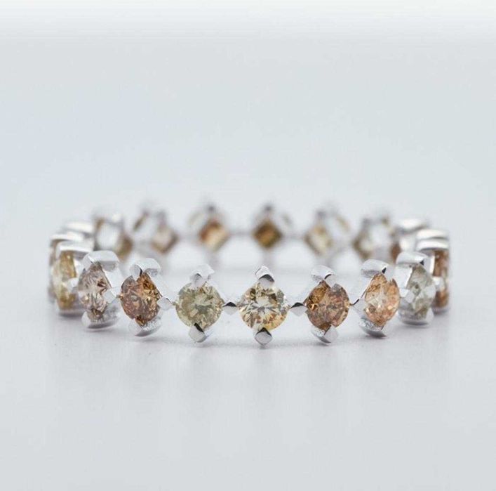 Inel aur alb 14k cu 19 diamante naturale 1.14 ct