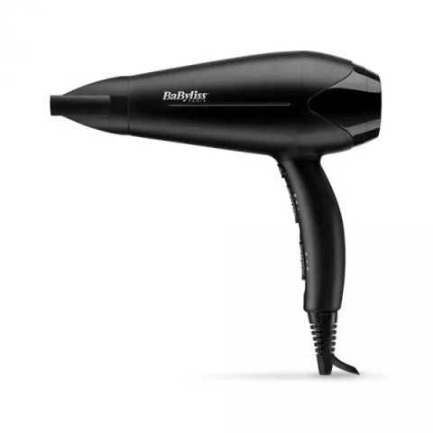 Uscator de par BaByliss D563DE, 2100W, 2 viteze, 3 trepte de temperatura, 2 accesorii: difuzor, concentrator, Tehnologie Ceramica, Negru