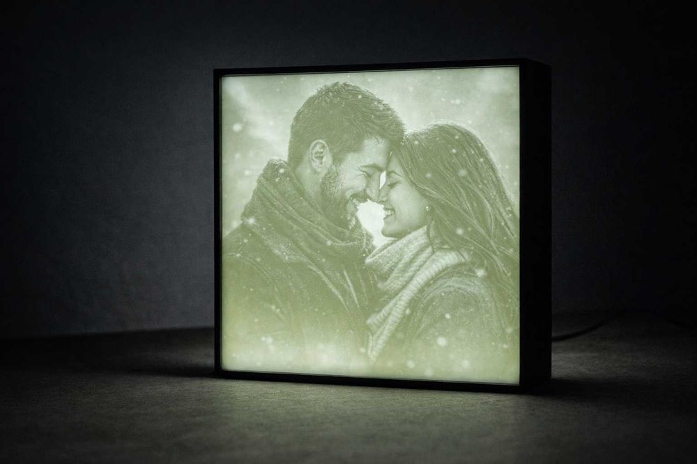 Cadou personalizat cu poza | Lampa 3D iluminata | Ideal cuplu / animale