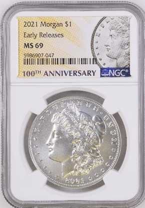 Монета Сребърен Морган долар 2021 сертифициран от NGC