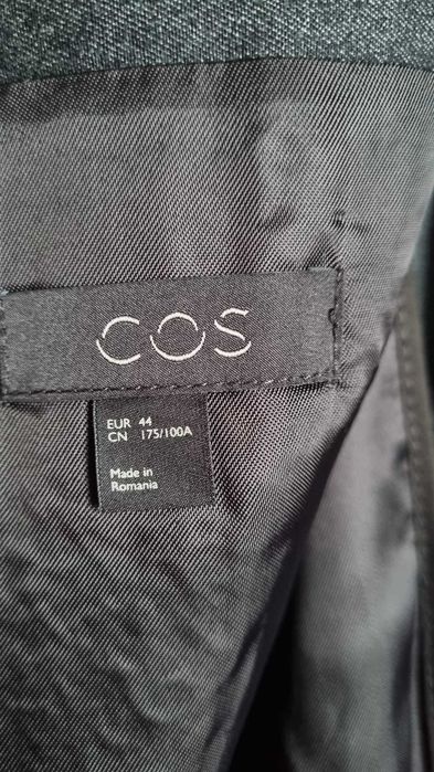 Blazer/sacou lung COS, culoare gri, lana 80%, marimea 44
