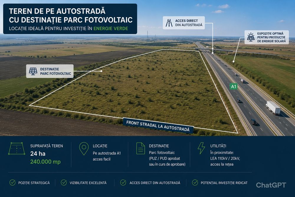 Teren extravilan autostrada A1 Pitești - București