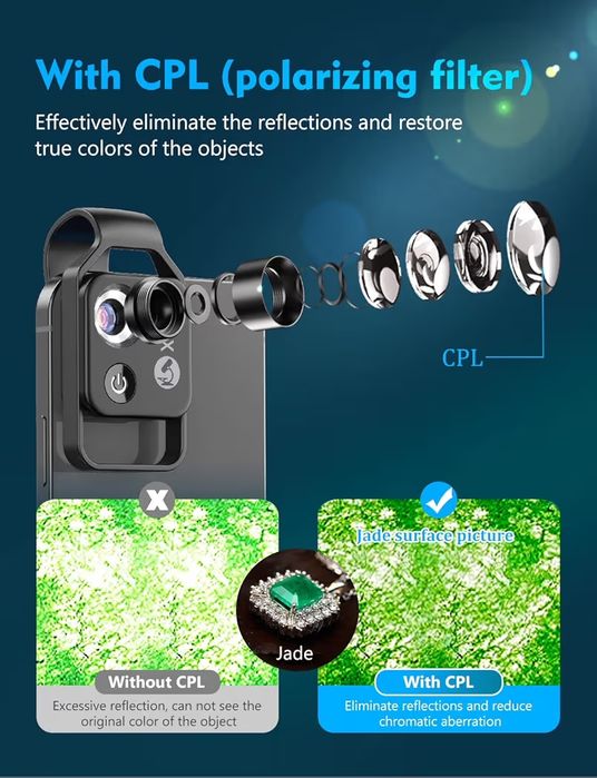APEXEL Clip-on Phone Microscope, 200x with Slides for Kids, Black