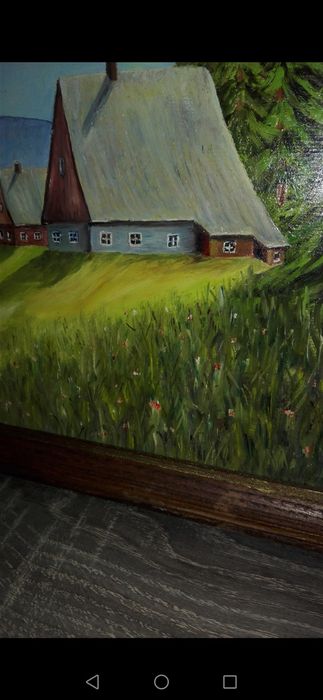 Tablou semnat, pictură pe placaj