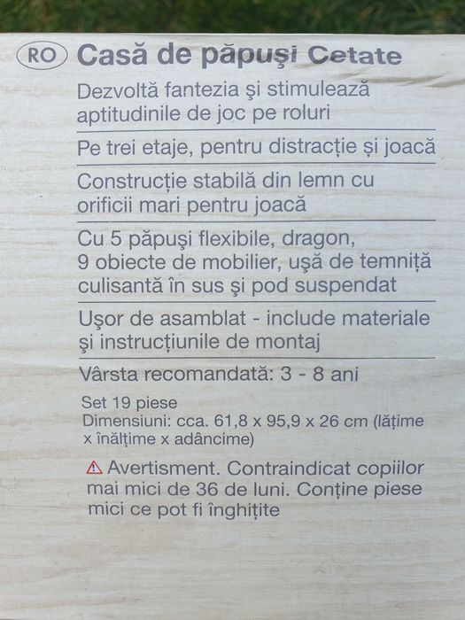 Casa de papusi/Castel de lemn/Cetate de jucarie, inaltime 1m