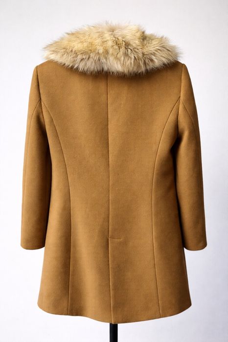 Palton Zara dama maro cu guler blana Manteco marime L elegant