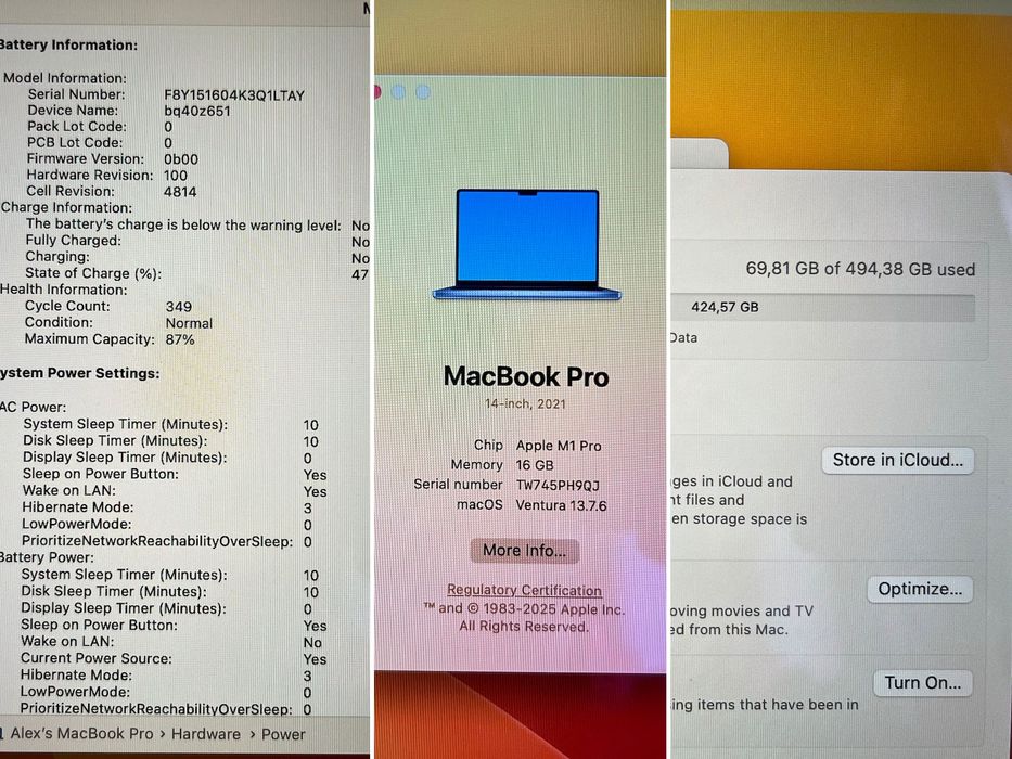 Macbook PRO 14 inch / M1 Pro / 512 SSD / 16 GB / Space Gray