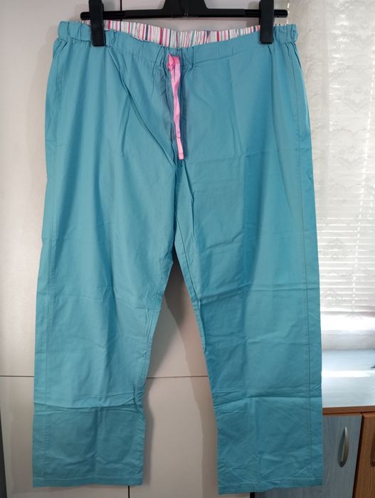 Pantaloni turcoaz de pijama din bumbac subțire, mărimea 44