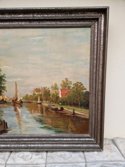 Топ- Уникална огромна майсторска антикварна картина масло върху платно