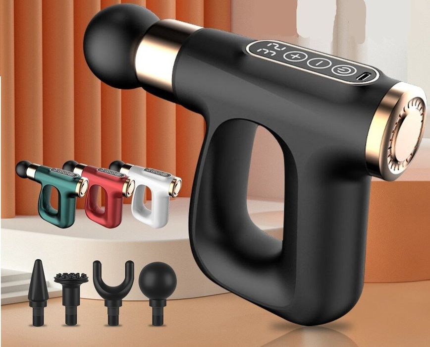 Портативный массажер пистолет с 4 насадками HB-007