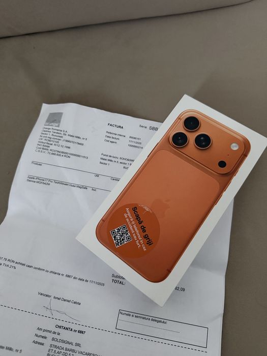 iPhone 17 pro orange 256gb sigilat - garantie orange