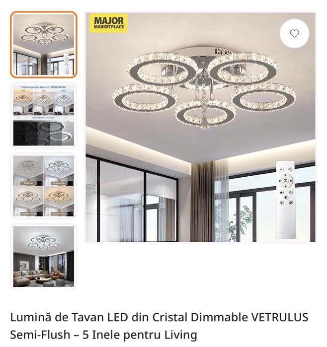 Vand lustra de cristal cu 5 cercuri
