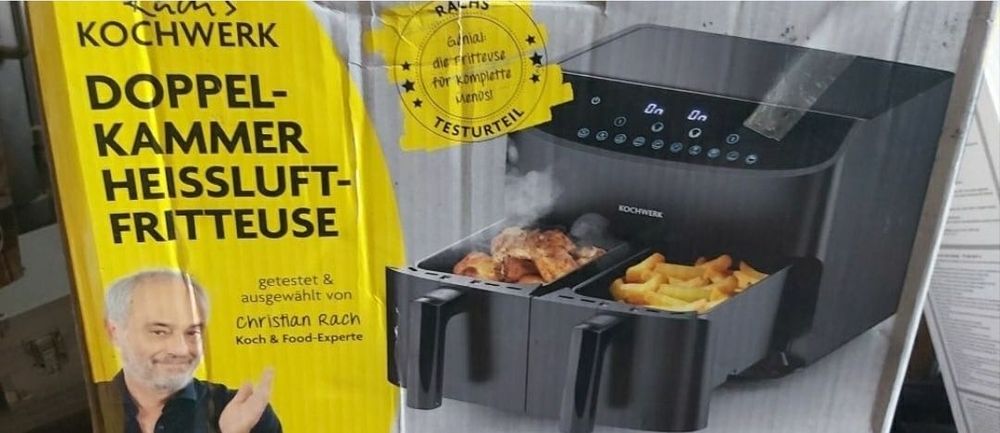Friptoza cu aer cald cu 2 compartimente 2 x 3.5 l ecran tactil noua pret 350 de lei