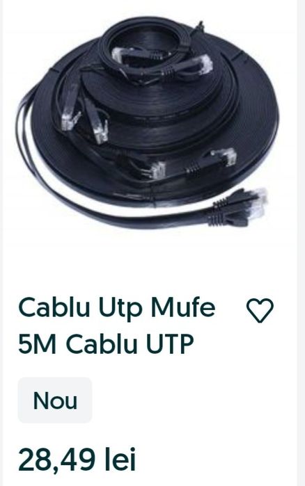 Cablu Utp Mufat Cablu UTP Gigabit Cablu Utp Sertizat Cablu Net 1000Mbp