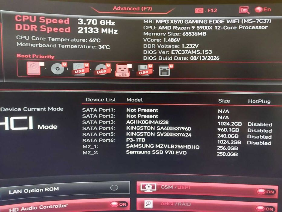 AMD Ryzen 9 5900X + MSI X570 Gaming Edge Wi-Fi
