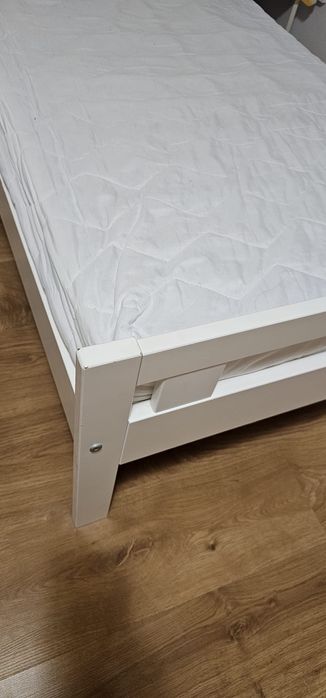 Pat copii ikea alb cu saltea si somiera