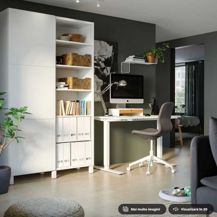 Birouri reglabile pe înălțime IKEA TROTTEN 160x80 cm – ALB – ca noi! 5 Bucati