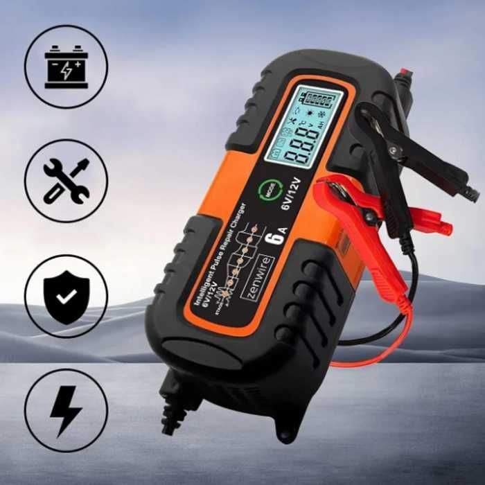 Зарядно за акумулатор с дисплей, 6A / 6-12V