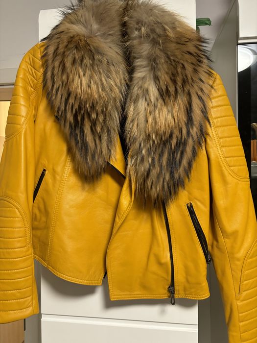 Geaca piele naturala si guler vulpe