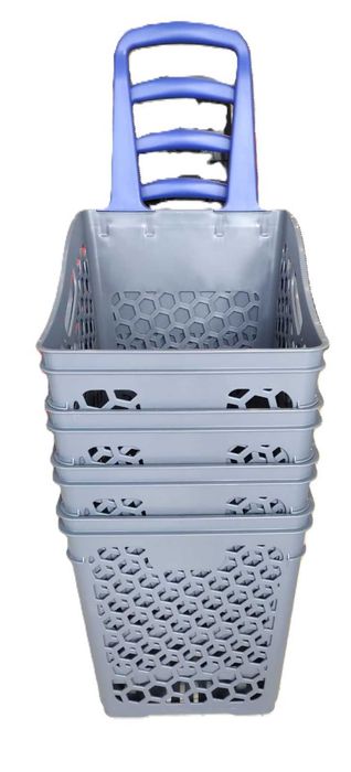 ПРОМО!!! PVC Сива кошница за пазаруване с колела, 75 литра