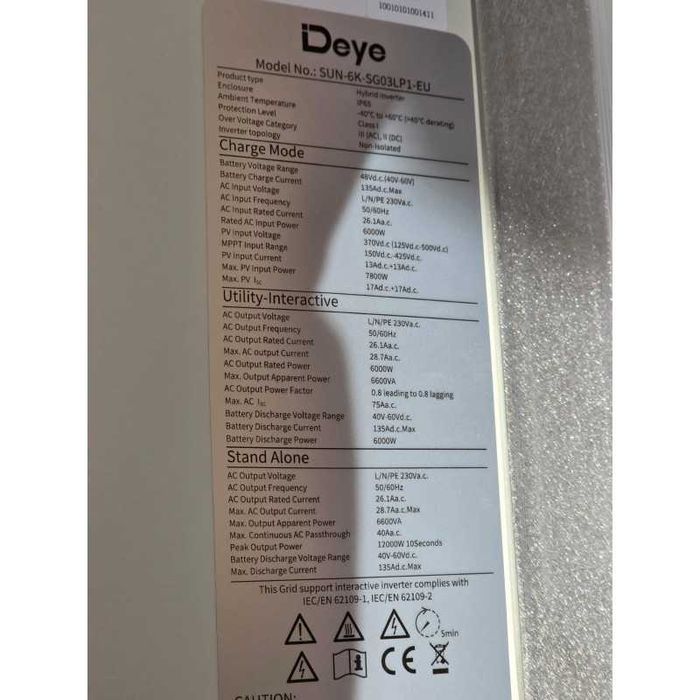 Invertor hibrid monofazat DEYE 6 KW Sun-6-SG03LP1-EU