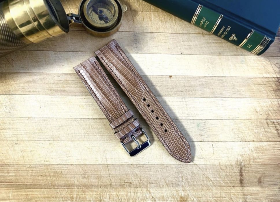 Curea pentru ceas din piele de soparla-Handmade