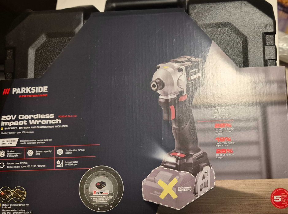 Parkside Performance акумулаторен ударен винтоверт 20V, НОВ, ГАРАНЦИЯ