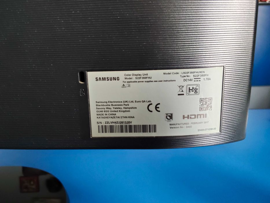 Monitor LED TN SAMSUNG S22F350FHU, 22", Full HD, 60Hz, negru