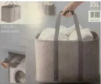 Сгъваема кошница за пране – 35 литра, с плътно дъно и със дълги дръжки