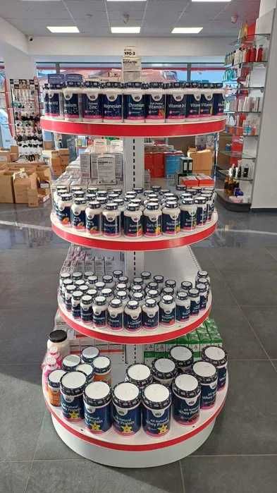 Островен стелаж за аптека, книжарница, зоомагазин, детски магазин и др