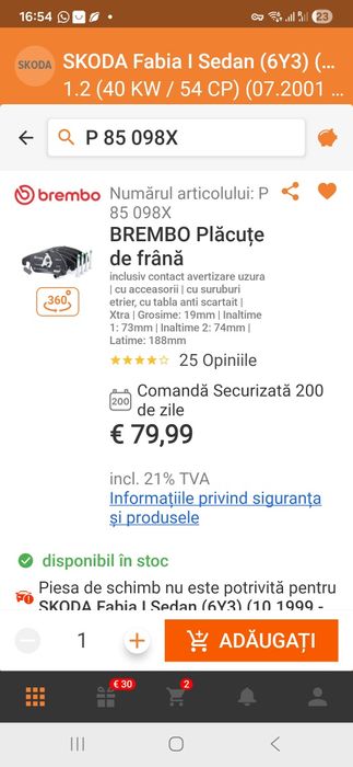 Plăcute frana BREMBO  audi B8.5 -B9