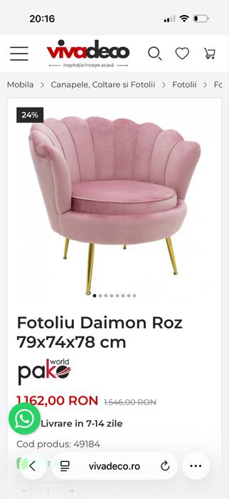 Vand fotoliu roz