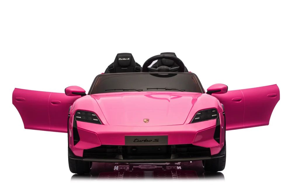 Porsche taycan turbo s 24v – детска акумулаторна кола, розова, 2 места