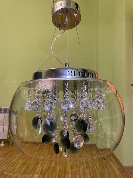 Стеклянная люстра с хрусталем (4шт)