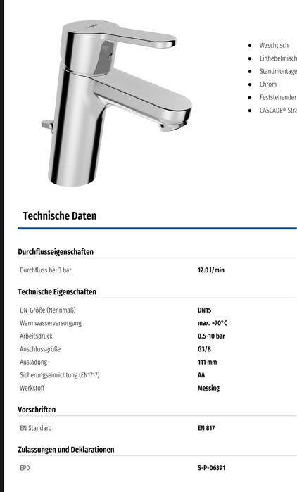 Baterie de lavoar HANSAPRIMO XL