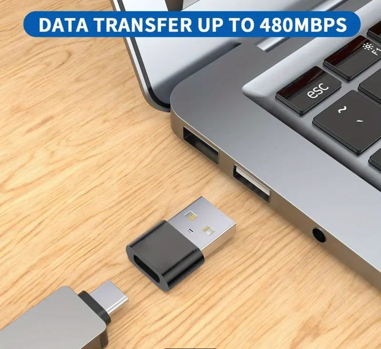 Adaptor Type-C la USB-A, negru și argintiu, nou